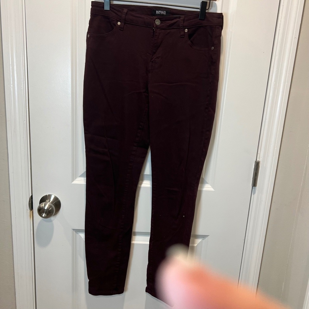 Buffalo David Bitton Womens Skinny Pants Stretch Tencel Burgundy 6/28